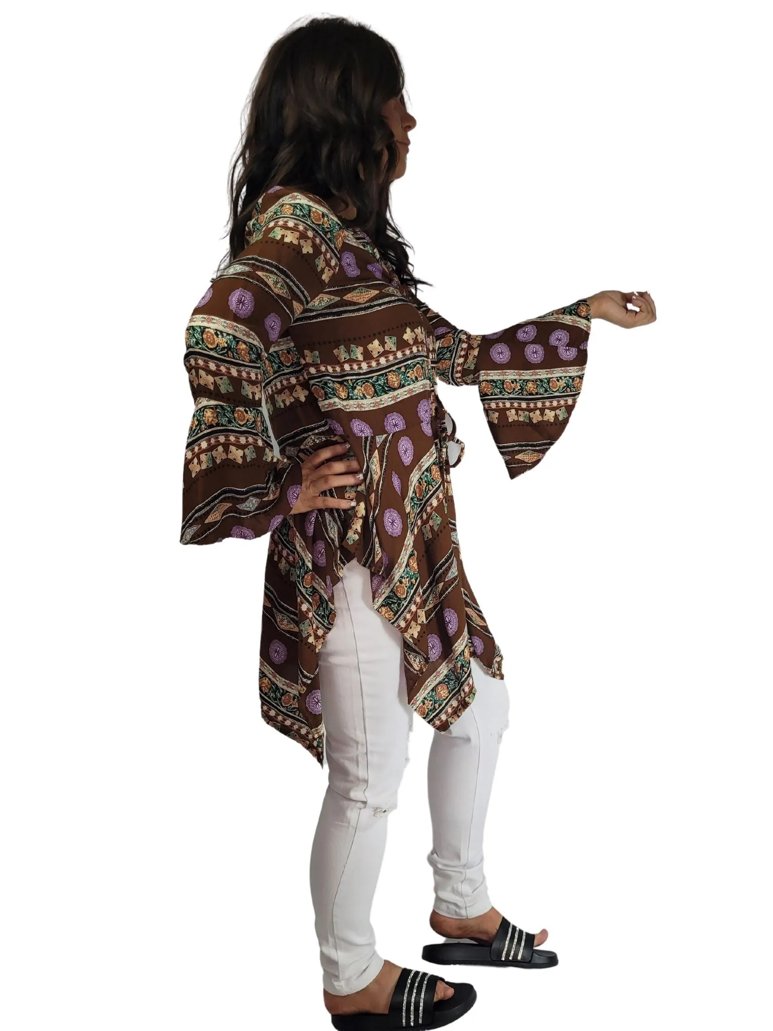 💙 JAYLA Brown Boho Long sleeve top/Cardy