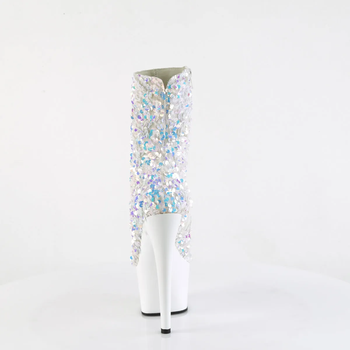 ADORE-1042SQ Pleaser White Multi Glitter Sexy Platform Shoes (Pole Dancing Heels)