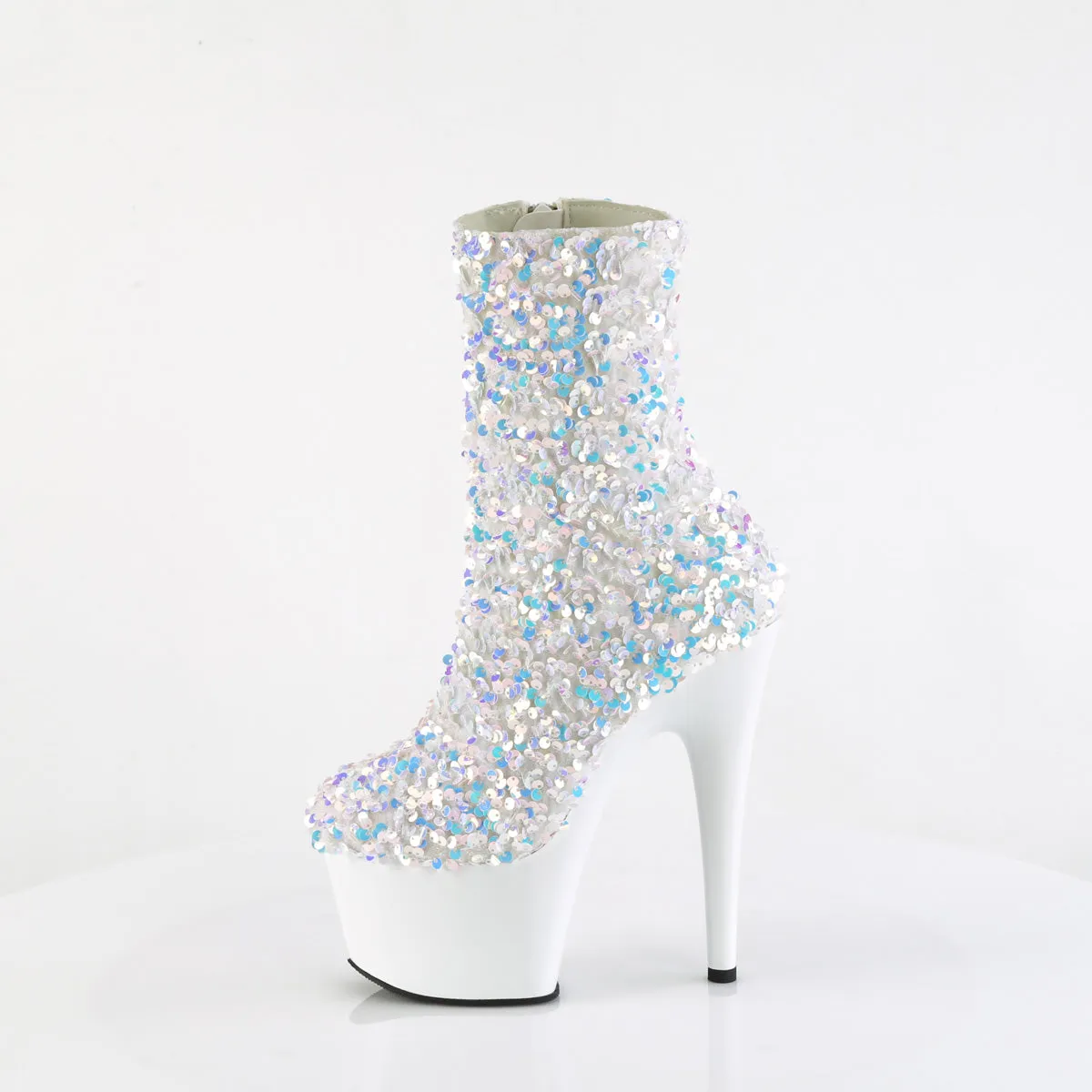 ADORE-1042SQ Pleaser White Multi Glitter Sexy Platform Shoes (Pole Dancing Heels)