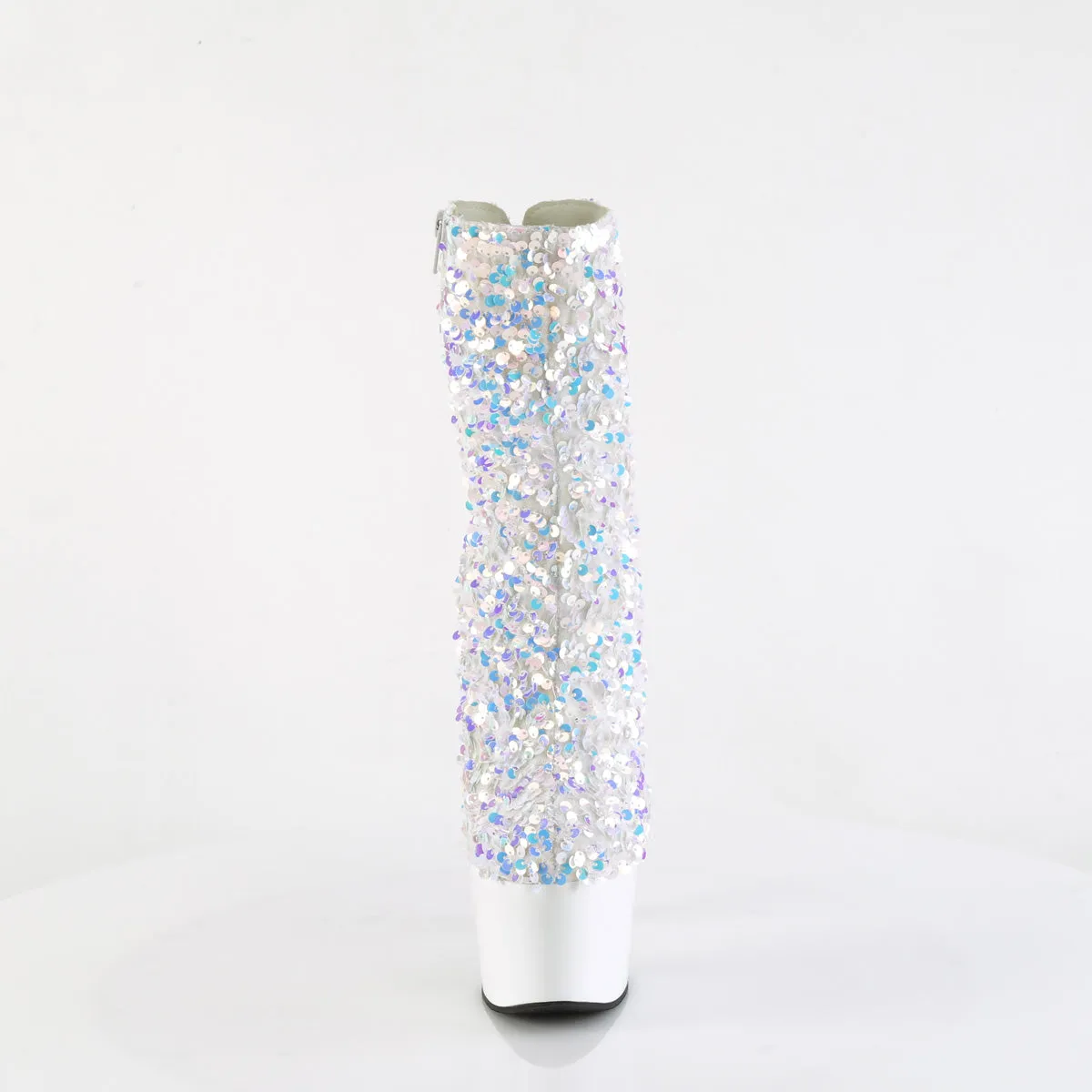 ADORE-1042SQ Pleaser White Multi Glitter Sexy Platform Shoes (Pole Dancing Heels)