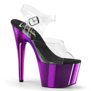 ADORE-708 Pleaser Clear/Purple Chrome Sexy Platform Shoes (Pole Dancing Heels)