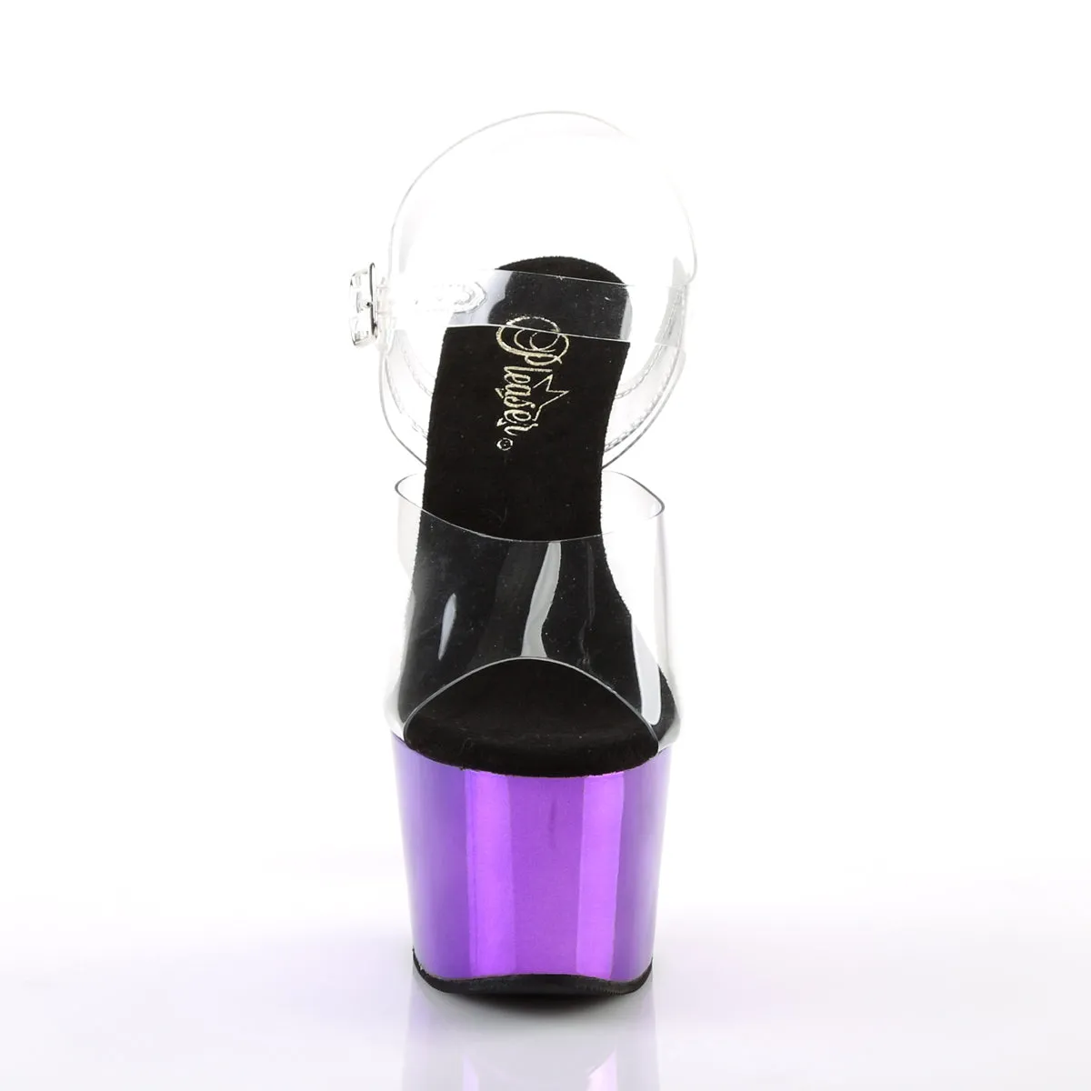 ADORE-708 Pleaser Clear/Purple Chrome Sexy Platform Shoes (Pole Dancing Heels)