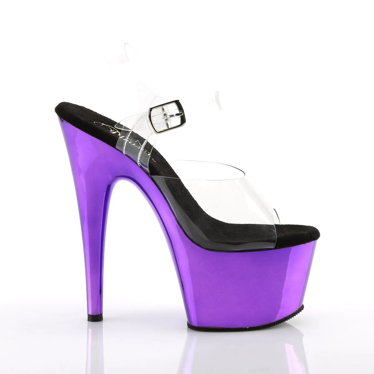 ADORE-708 Pleaser Clear/Purple Chrome Sexy Platform Shoes (Pole Dancing Heels)