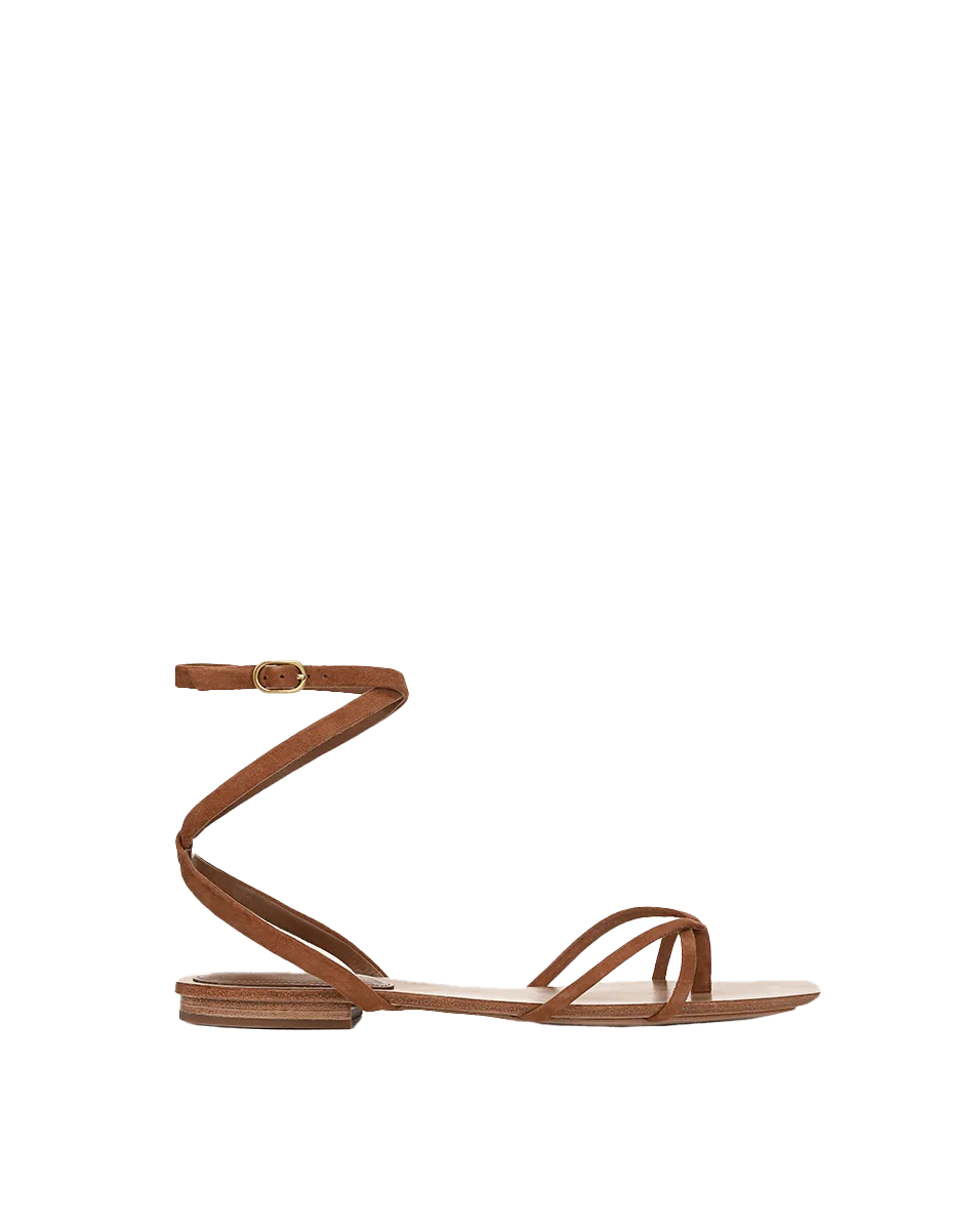 Allegra Suede Ankle-Wrap Sandal