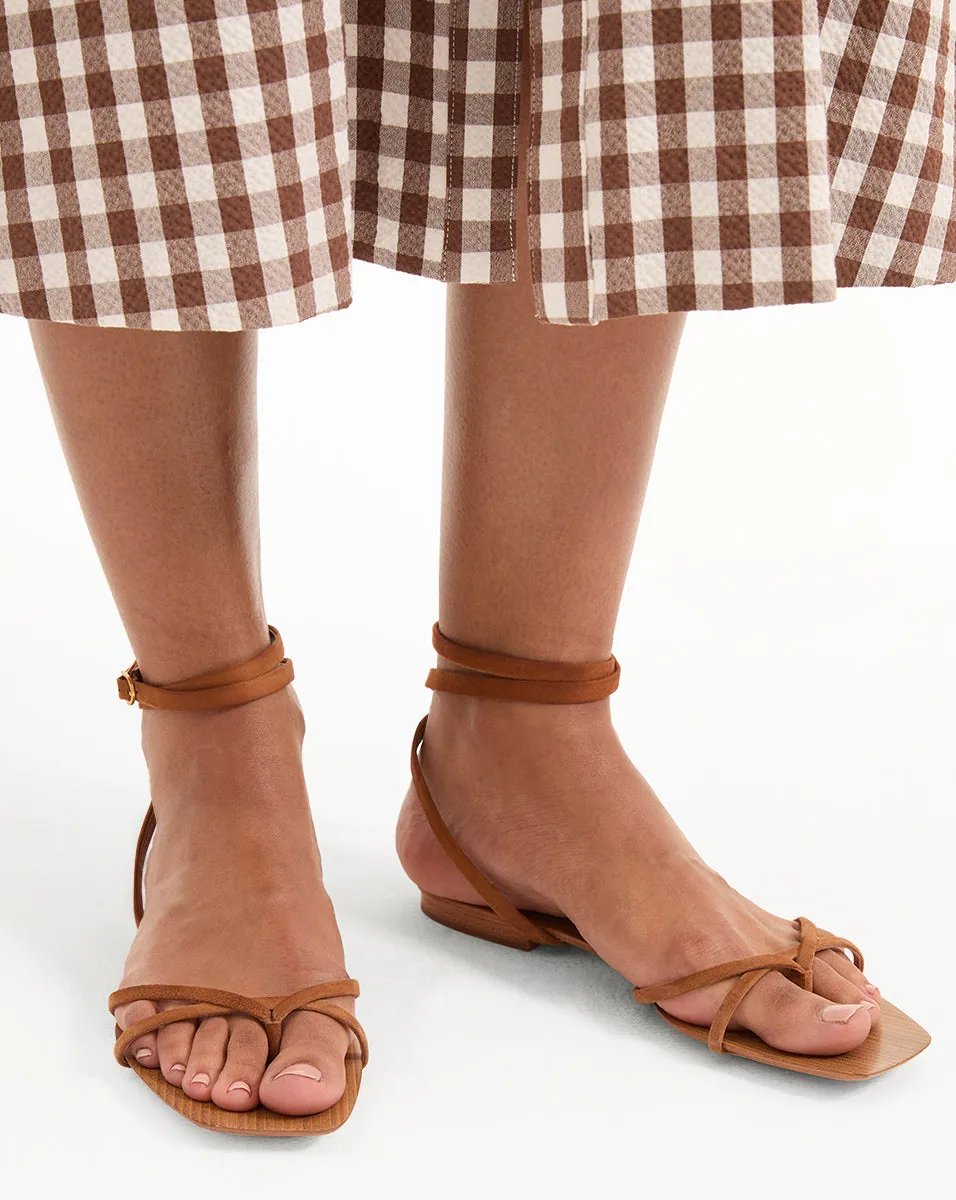 Allegra Suede Ankle-Wrap Sandal