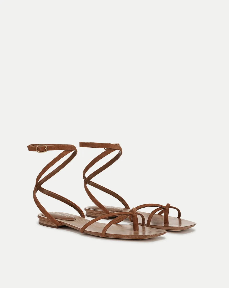 Allegra Suede Ankle-Wrap Sandal