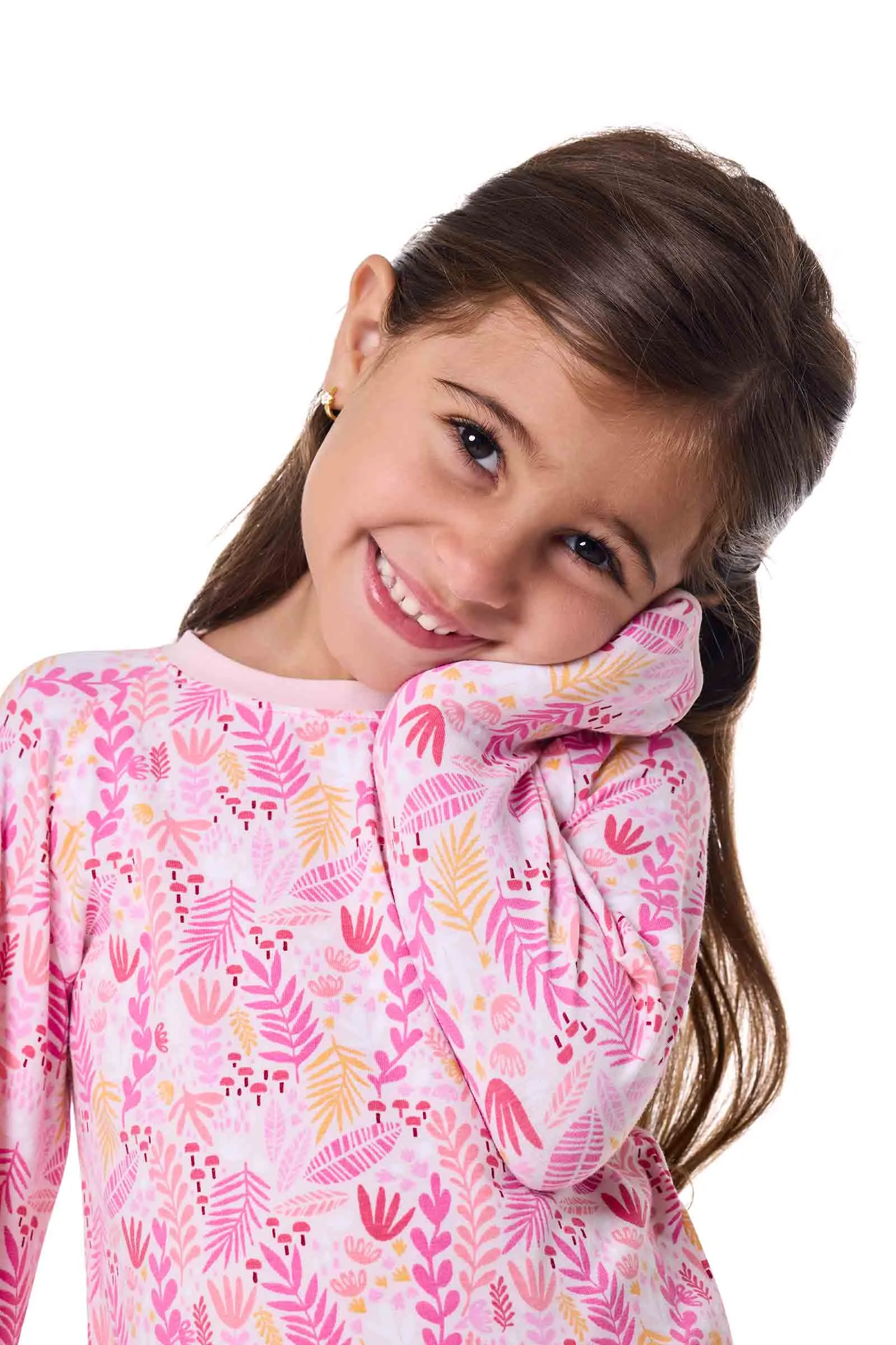 Baby LumaLeo Long Sleeve T-Shirt | Soft Pink Blooming Forest