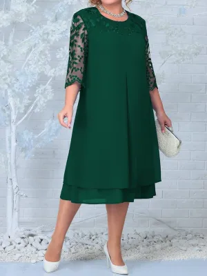 Bellara™ | Lace-Shoulder Cotton Midi Dress