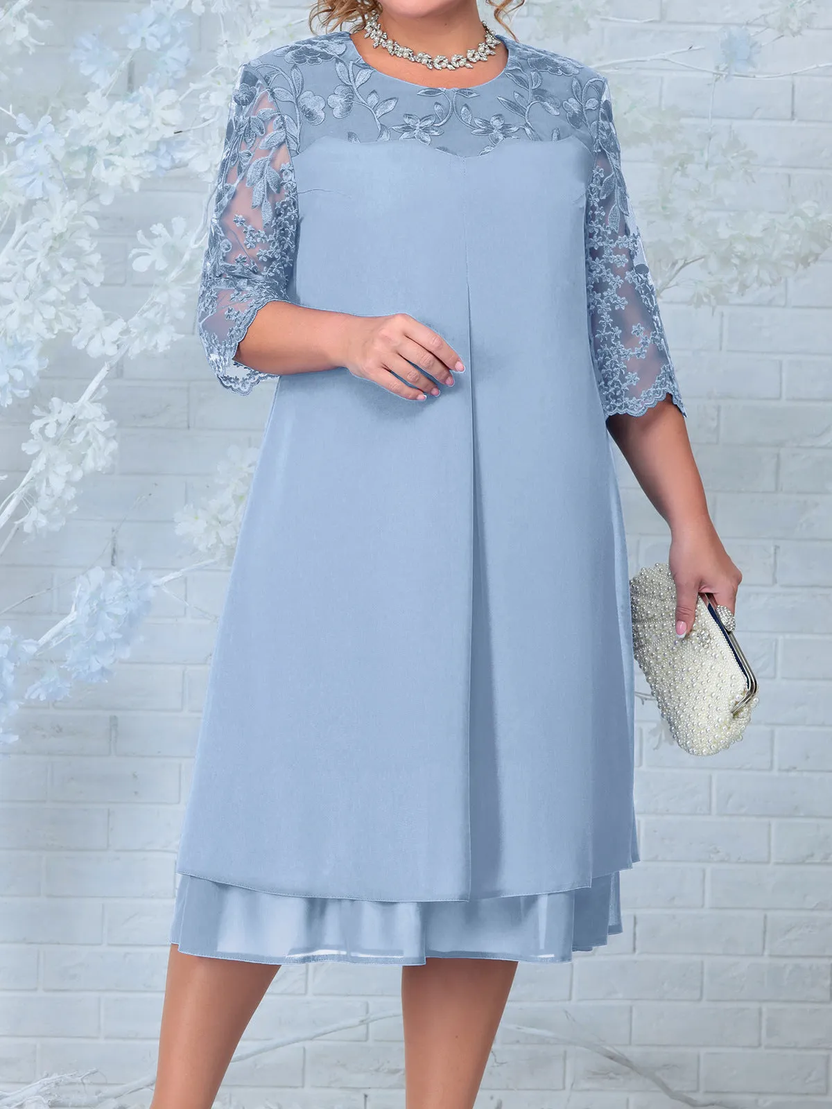 Bellara™ | Lace-Shoulder Cotton Midi Dress
