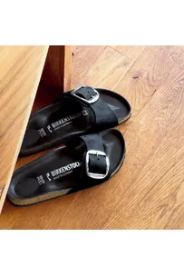 BIRKENSTOCK MADRID, BIG BUCKLE, BLACK OILED LEATHER