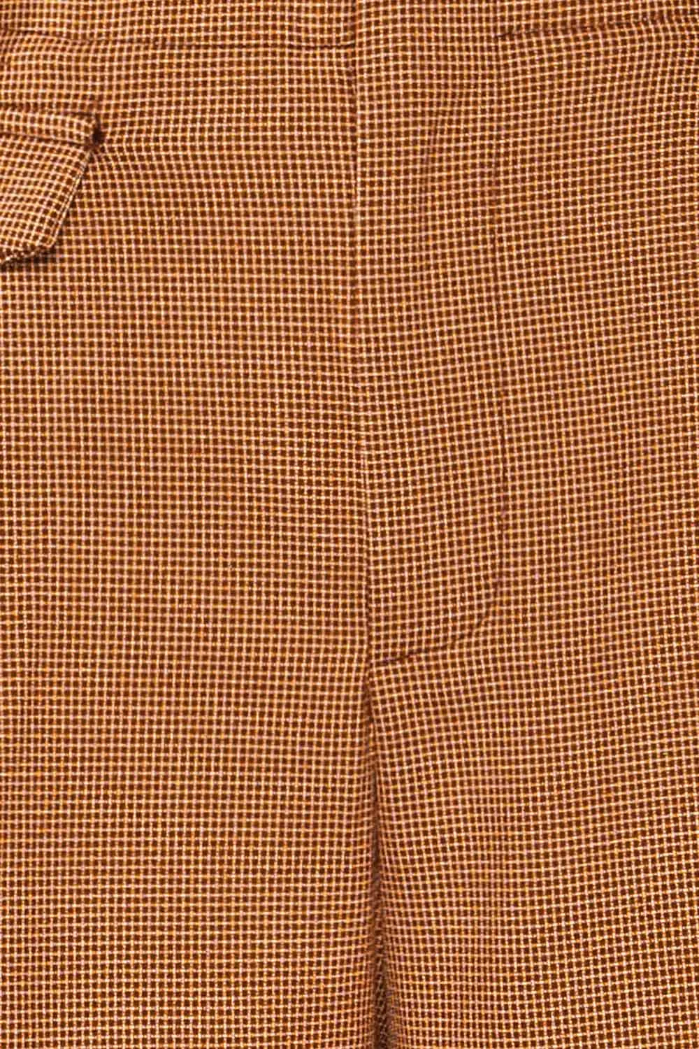 Bjork Caramel | Plaid High-Waisted Straight Leg Pants