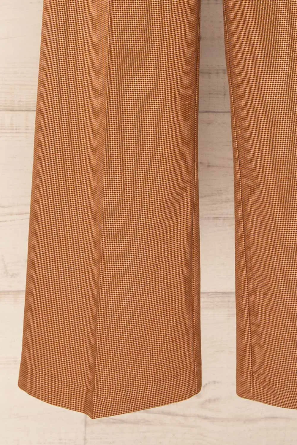 Bjork Caramel | Plaid High-Waisted Straight Leg Pants