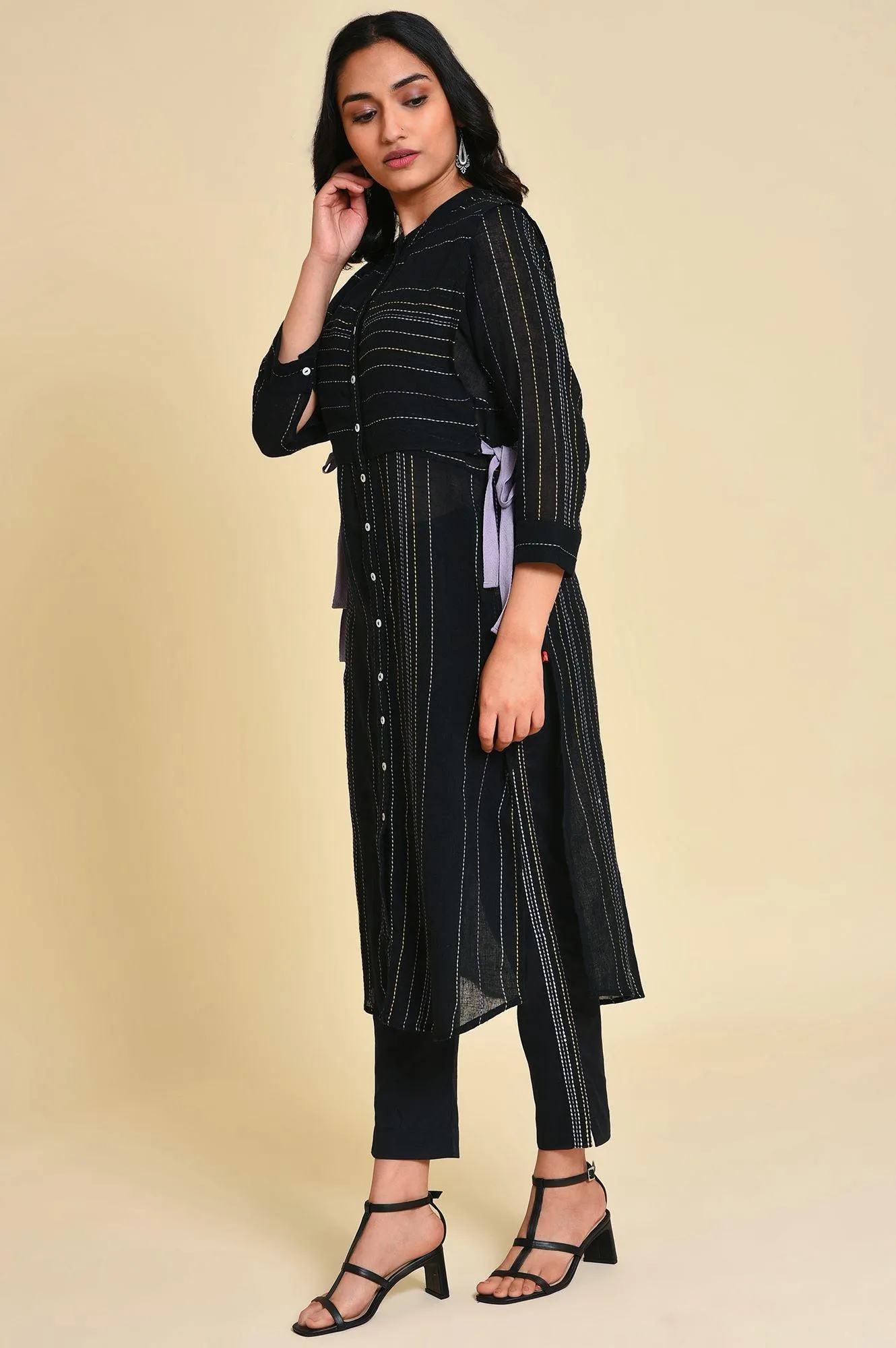 Black Mock Vest Plus Size kurta