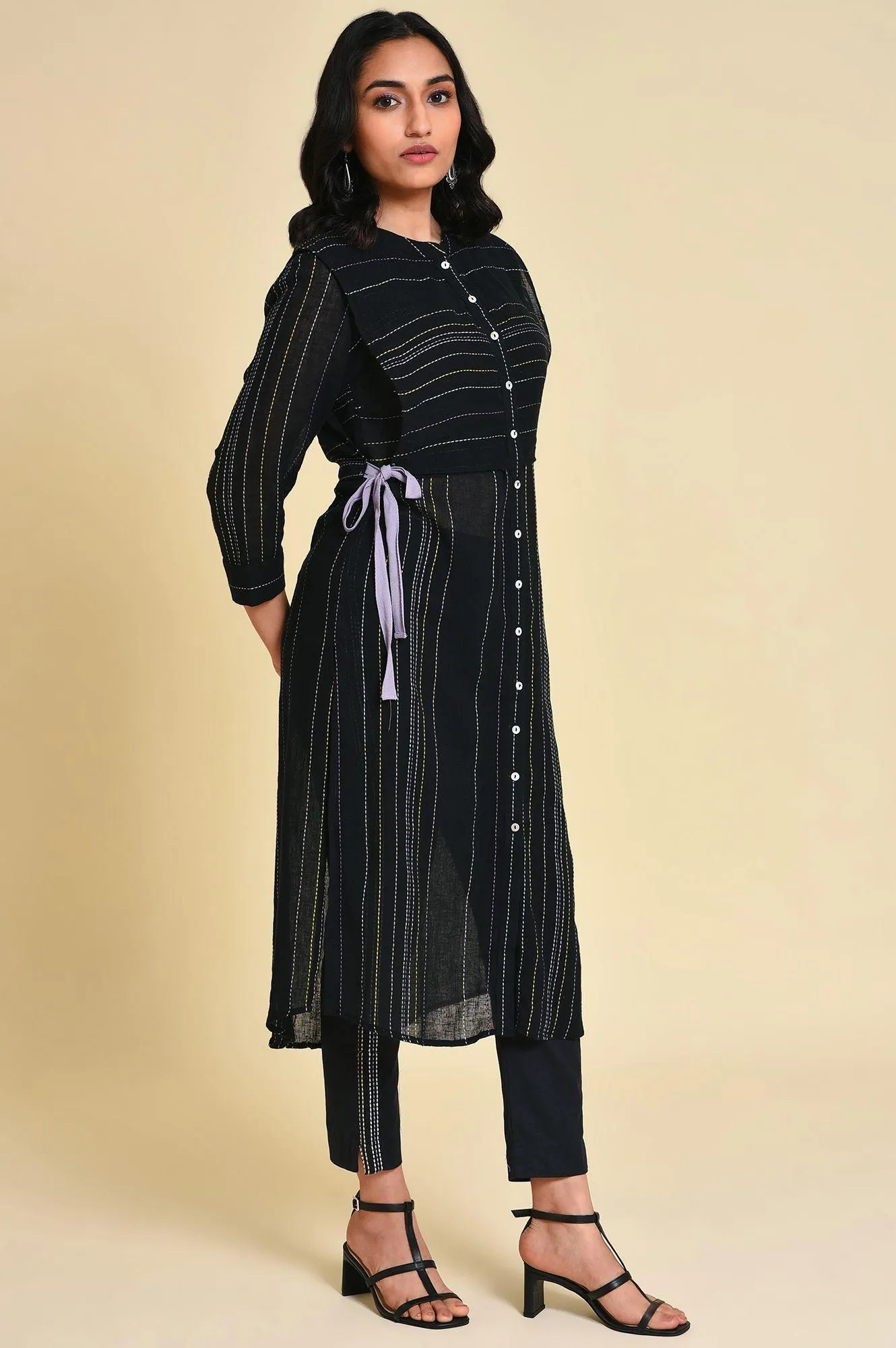 Black Mock Vest Plus Size kurta