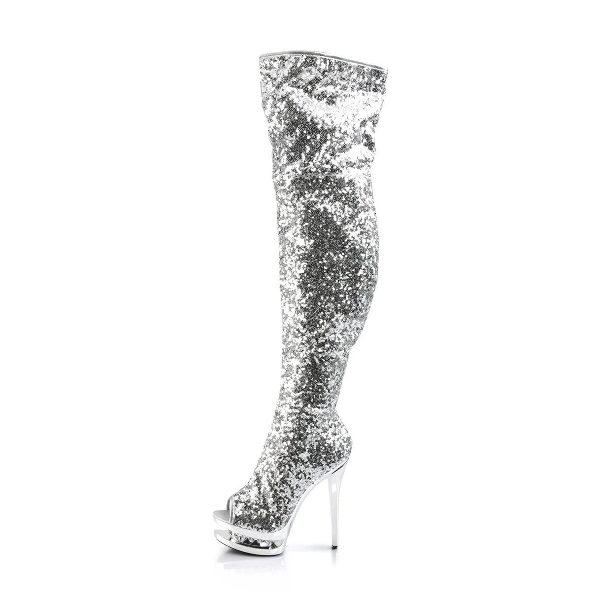 BLONDIE-R-3011 Pleaser Silver Sequins Sexy Platform Shoes (Pole Dancing Heels)