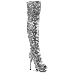 BLONDIE-R-3011 Pleaser Silver Sequins Sexy Platform Shoes (Pole Dancing Heels)
