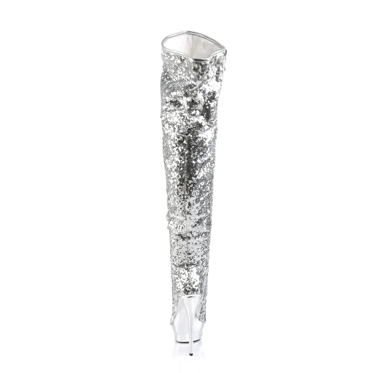 BLONDIE-R-3011 Pleaser Silver Sequins Sexy Platform Shoes (Pole Dancing Heels)