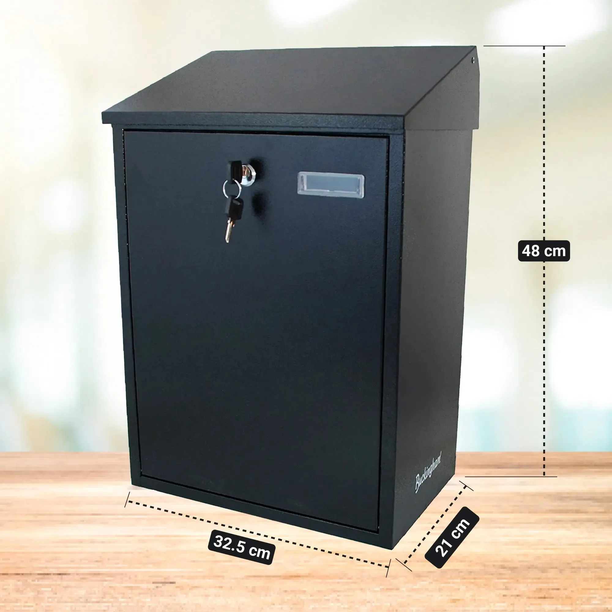 Buckingham Wall Mounted Steel Dustbin and Lockable Mail Post Letter Box Extra Large Weather Resistant Black Finish Secure Outdoor Storage for Mail and Waste