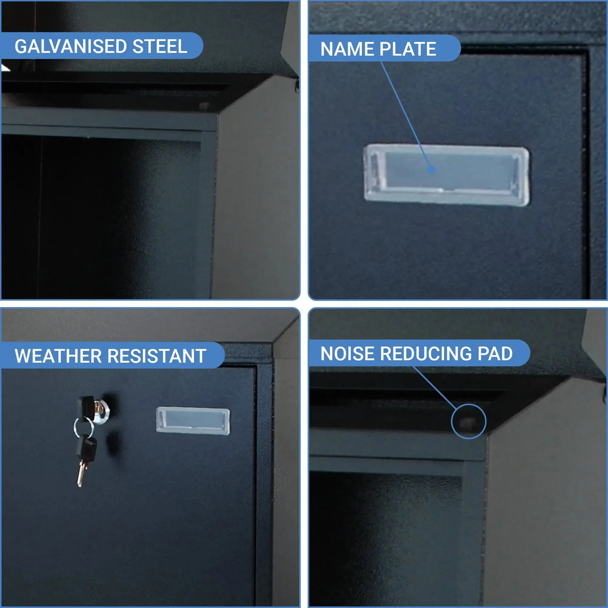 Buckingham Wall Mounted Steel Dustbin and Lockable Mail Post Letter Box Extra Large Weather Resistant Black Finish Secure Outdoor Storage for Mail and Waste