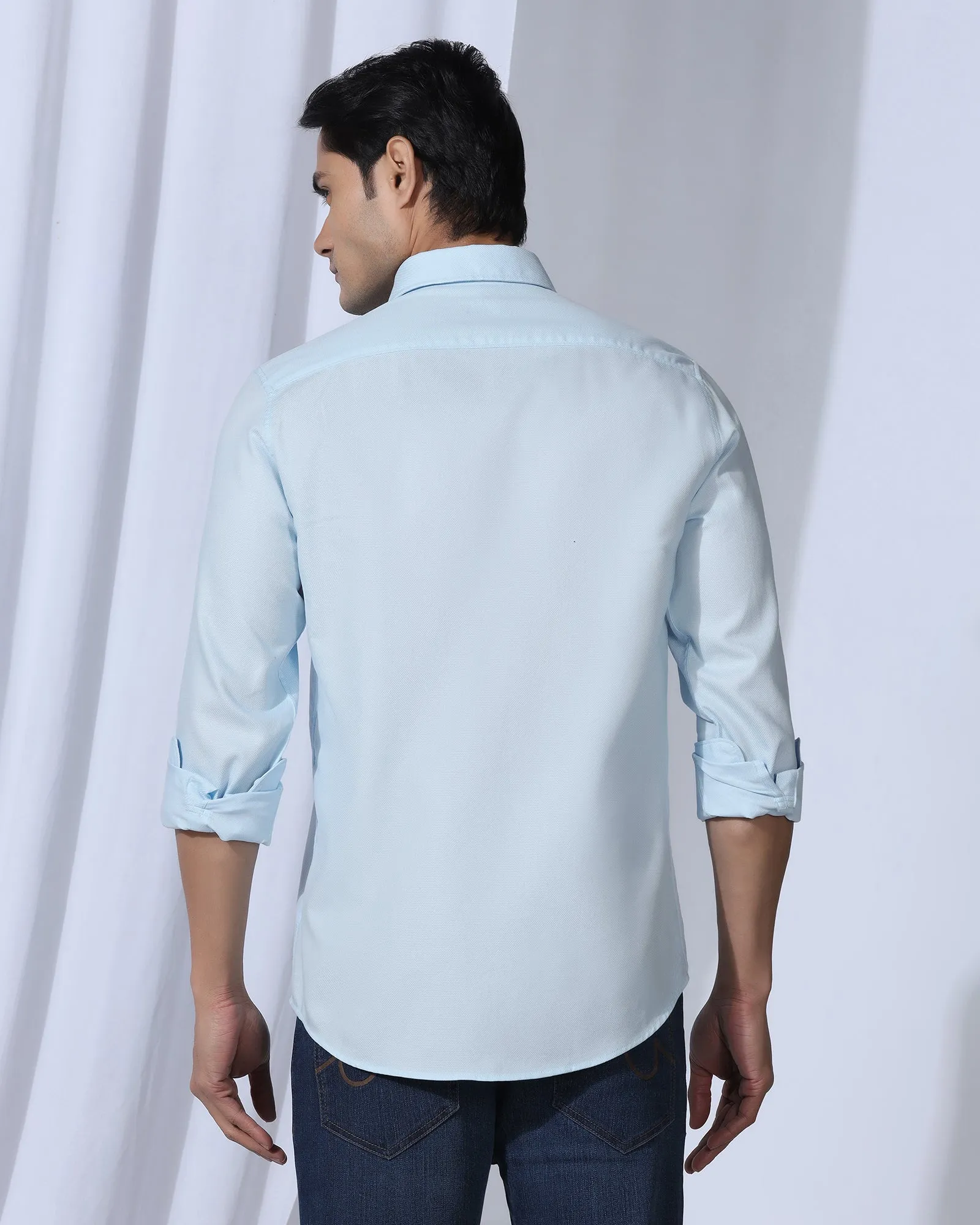Casual Light Blue Textured Shirt - Caty