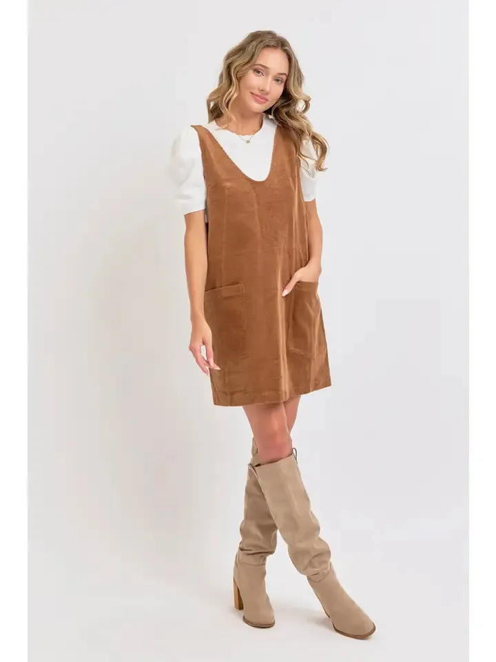 Casual Overall Corduroy Dress