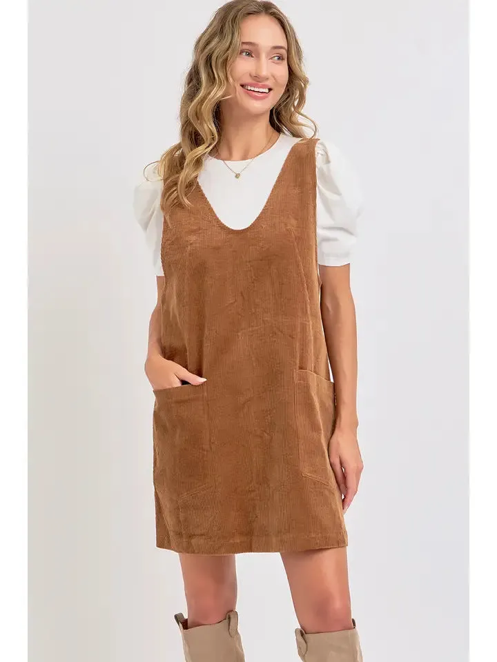 Casual Overall Corduroy Dress