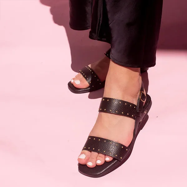Celina Black | Leather Sandal
