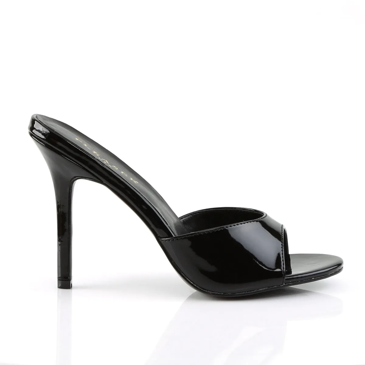 CLASSIQUE-01 Pleaser Black Patent Sexy Single Sole Shoes (Fetish Footwear)