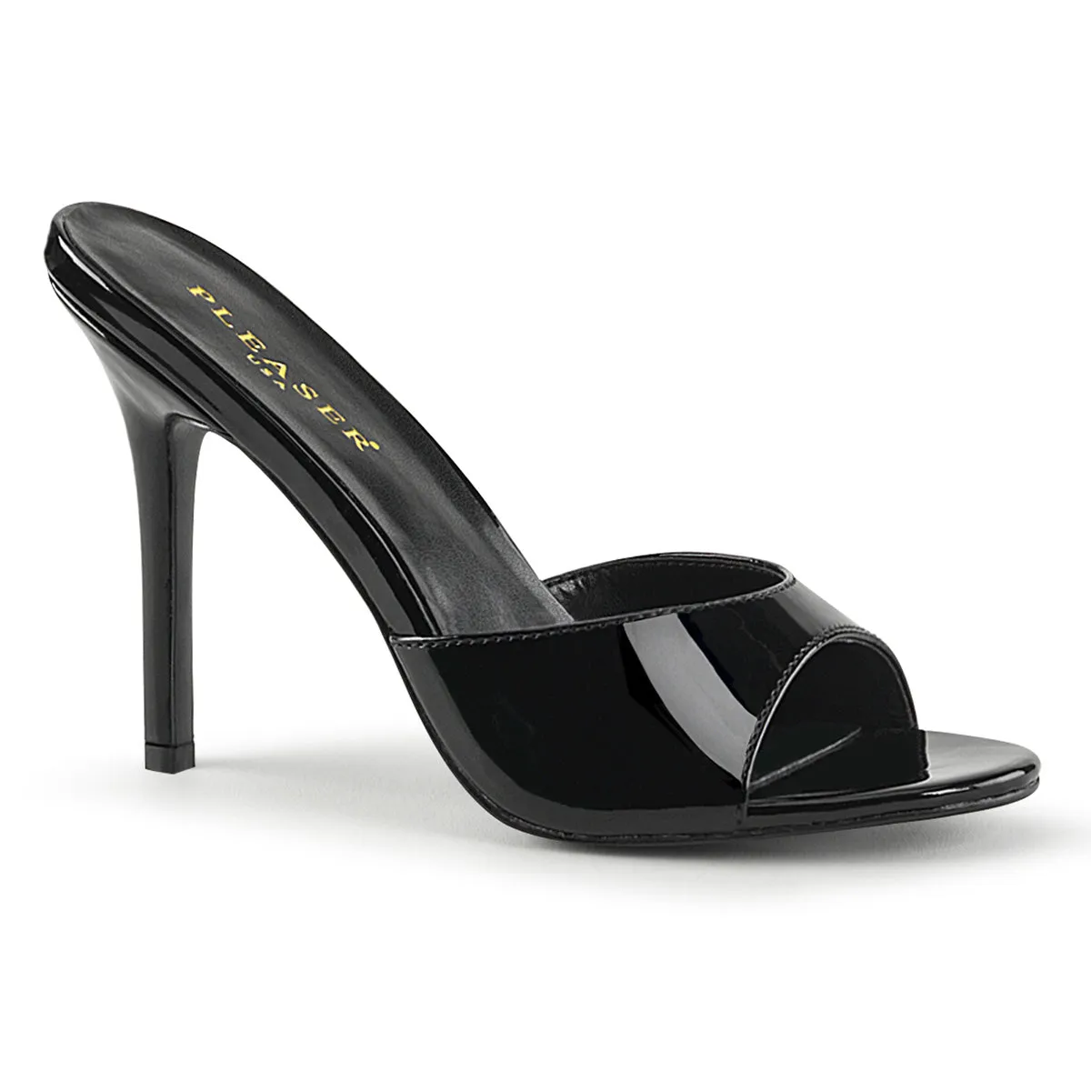 CLASSIQUE-01 Pleaser Black Patent Sexy Single Sole Shoes (Fetish Footwear)