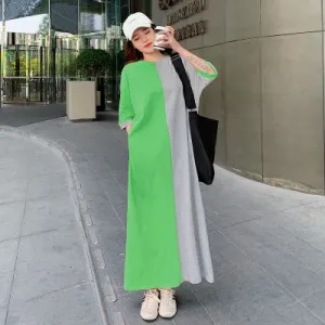 Colorblock Casual T-Shirt Dress