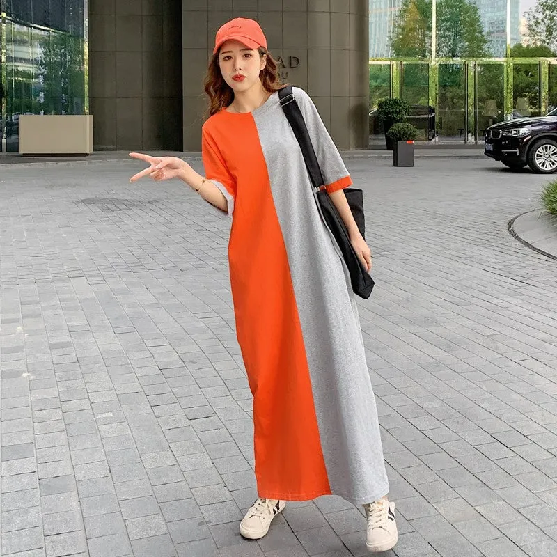 Colorblock Casual T-Shirt Dress