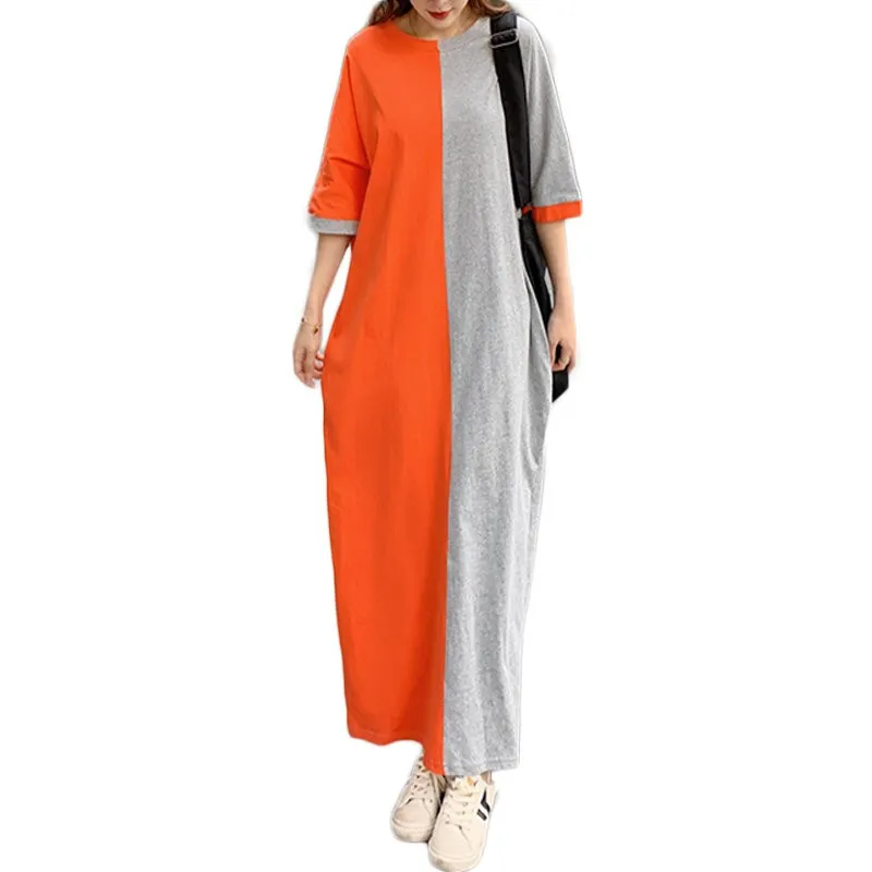 Colorblock Casual T-Shirt Dress