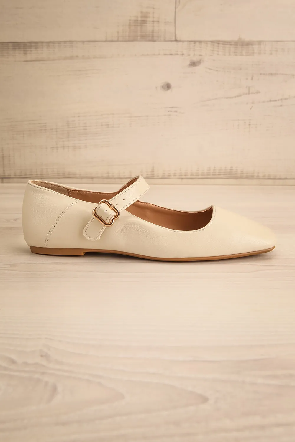 Coma Beige | Square Toe Mary Jane Flats