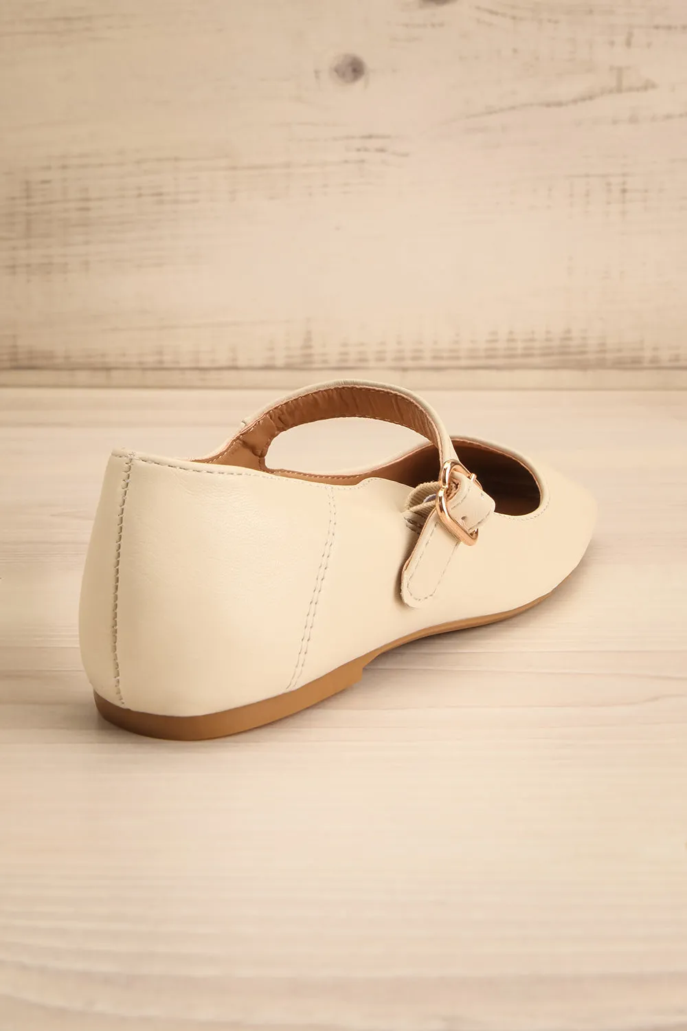 Coma Beige | Square Toe Mary Jane Flats