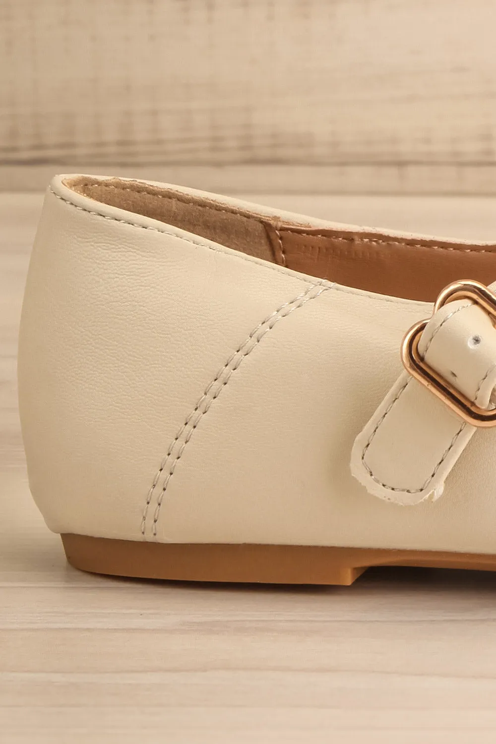 Coma Beige | Square Toe Mary Jane Flats