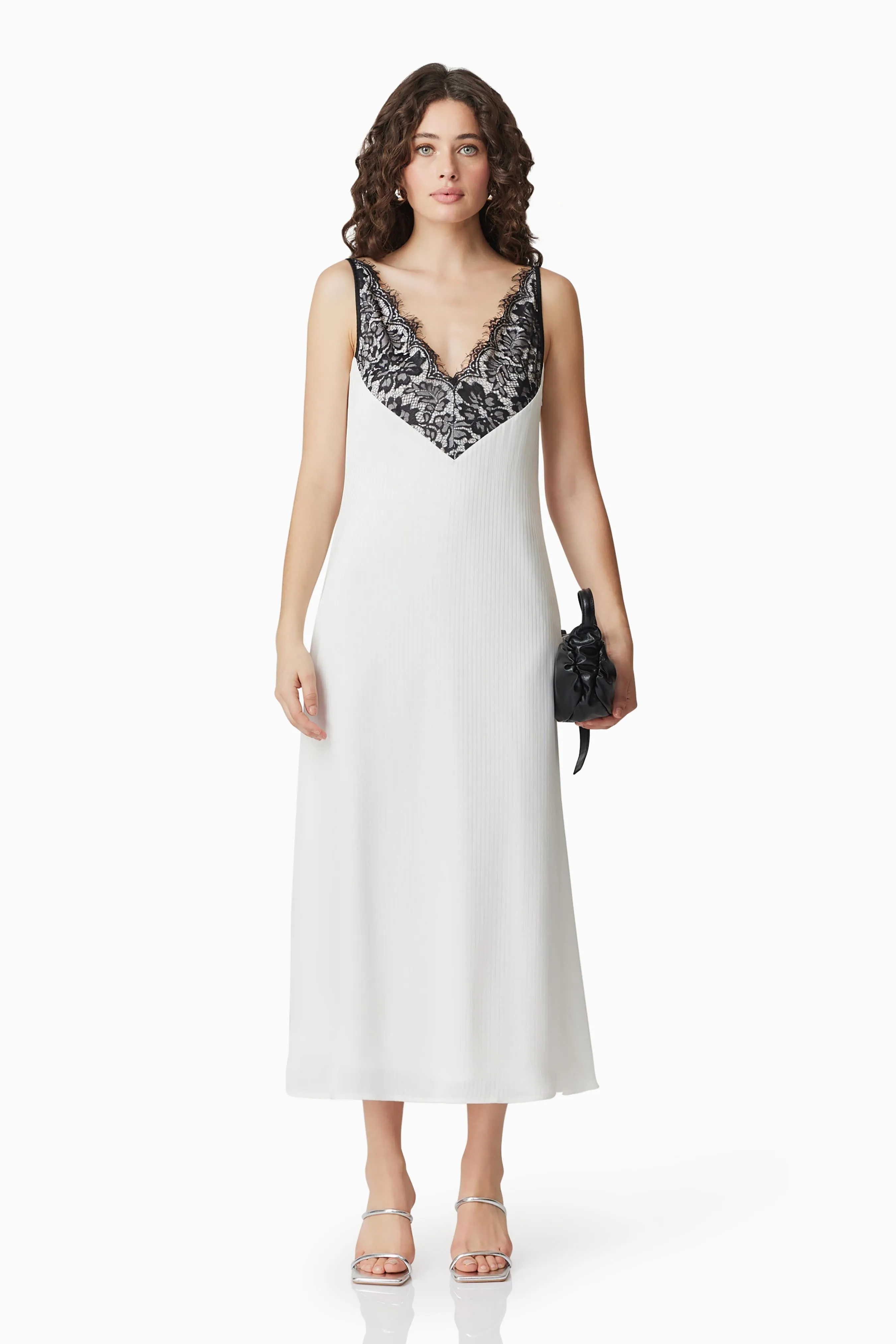 CURAAE Valentina Lace Midi Dress In White