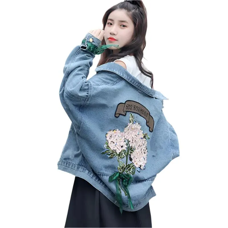 Denim Coat Women's Spring and Autumn Korean Version Loose Student Short Jacket