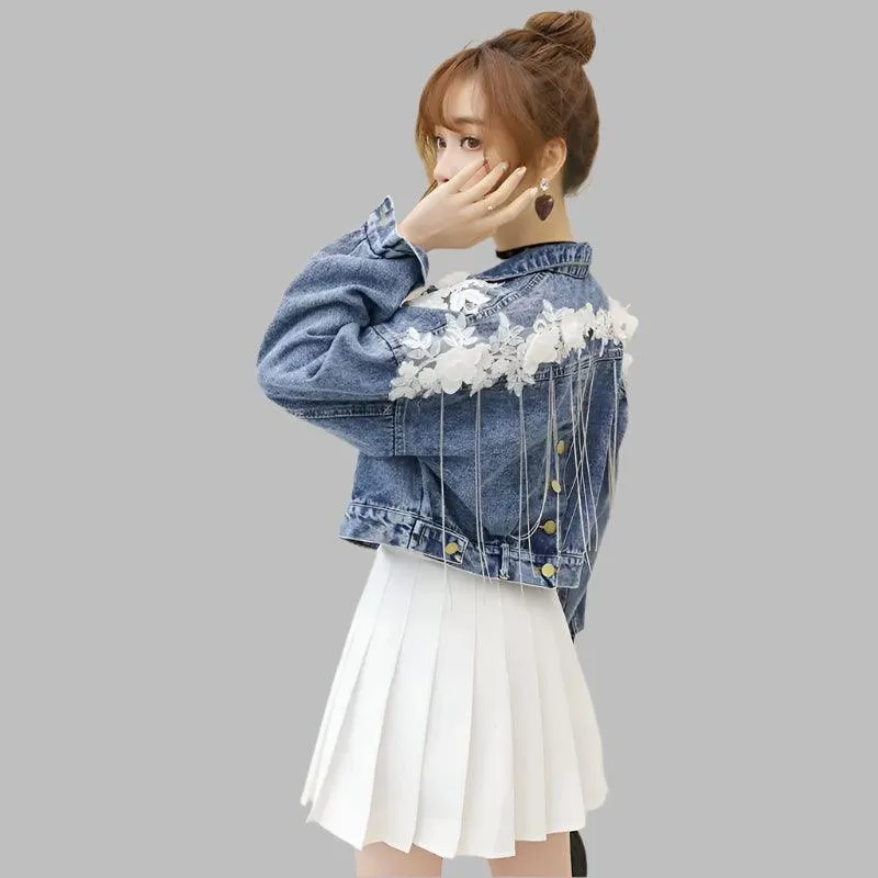 Denim Coat Women's Spring and Autumn Korean Version Loose Student Short Jacket
