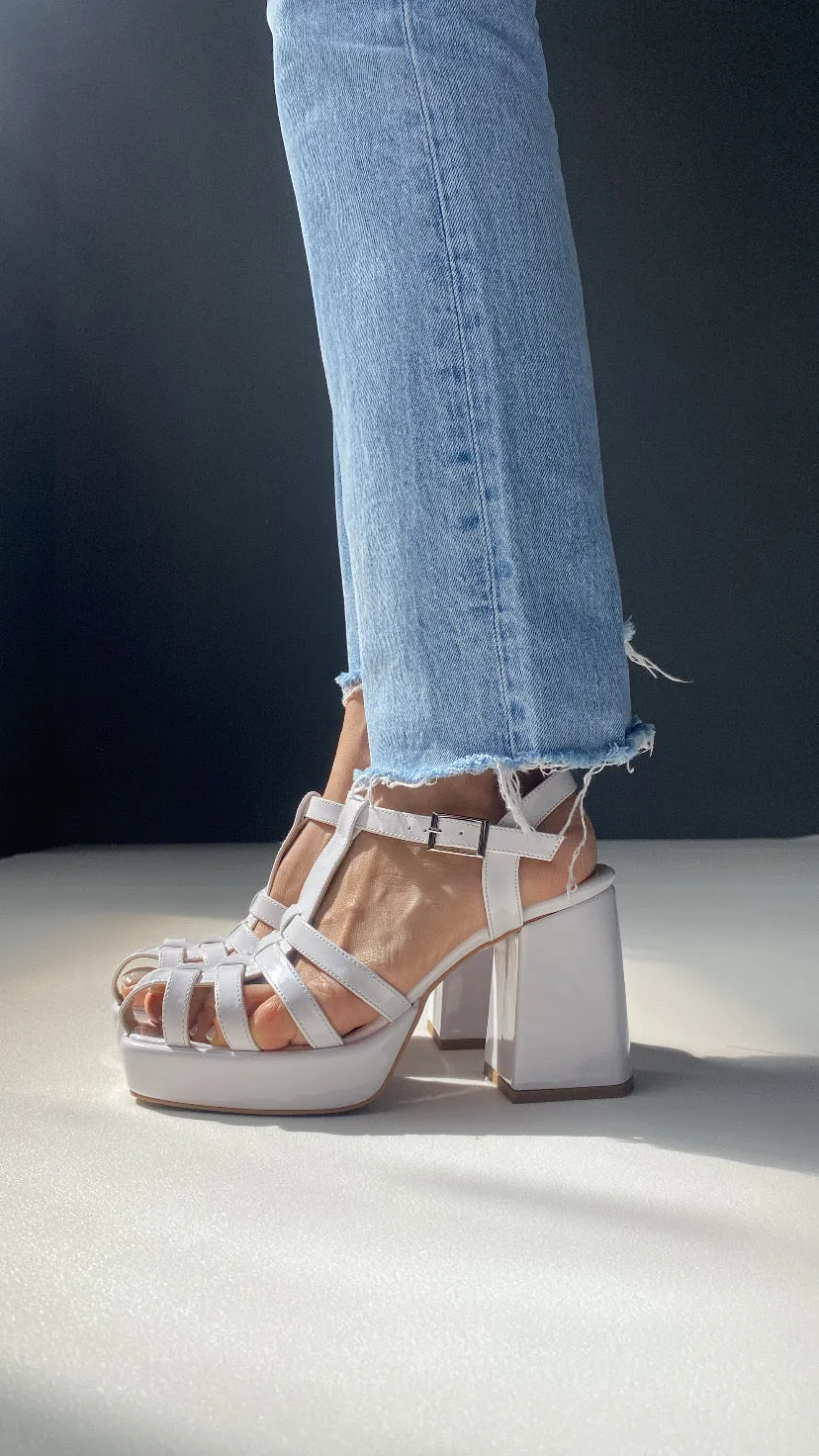 DSM White leather low platform summer women's shoe by Zoen - Oosterhout