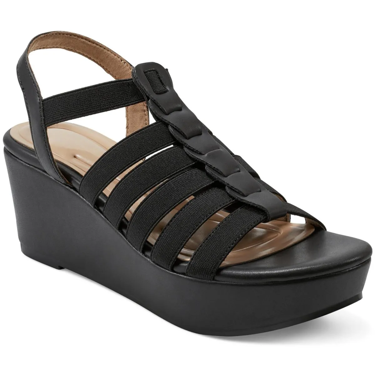 Easy Spirit Womens Avinna Faux Leather Strappy Platform Sandals