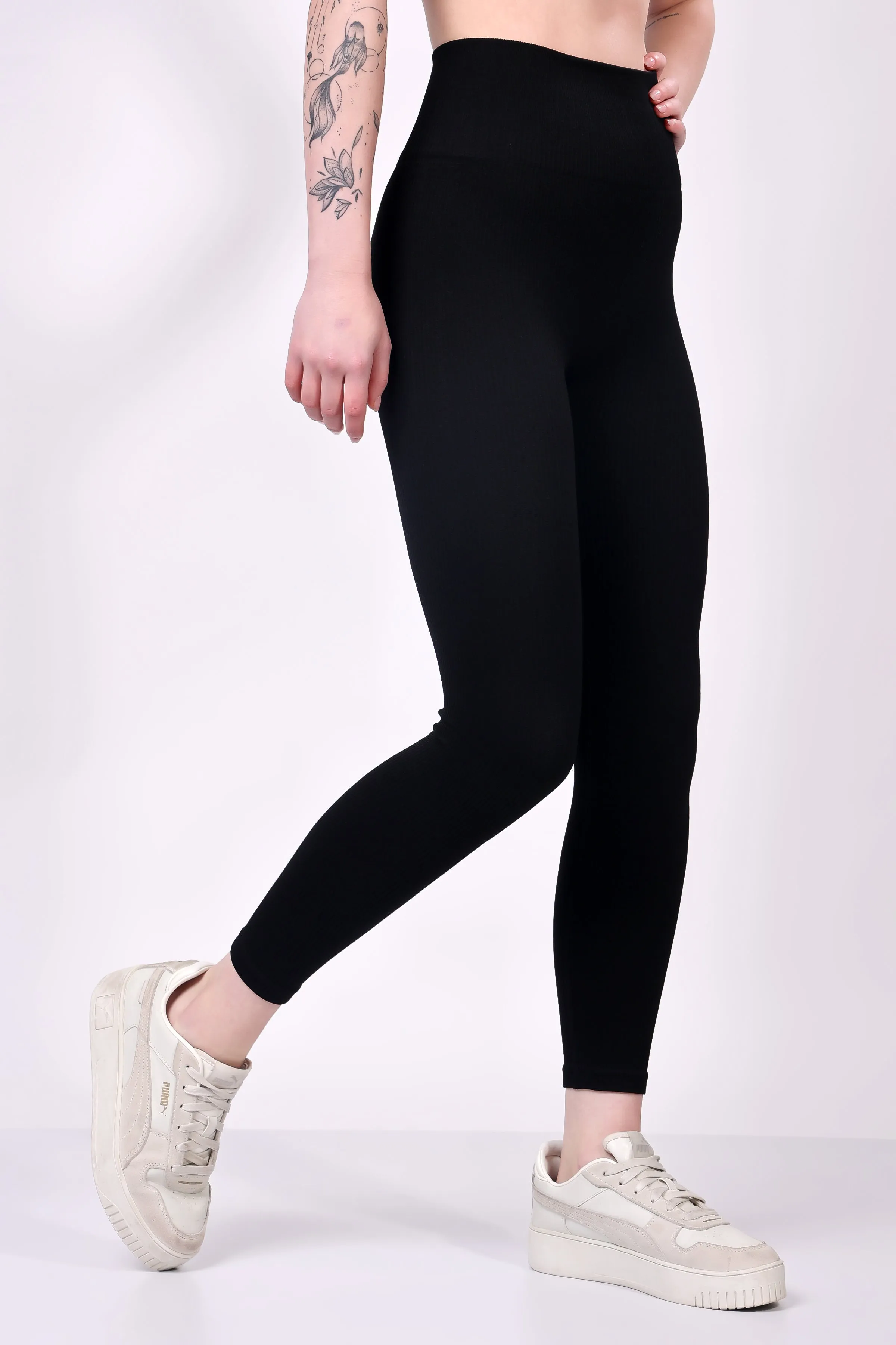 Eclipse Ribbed Sculpt Leggings - Black