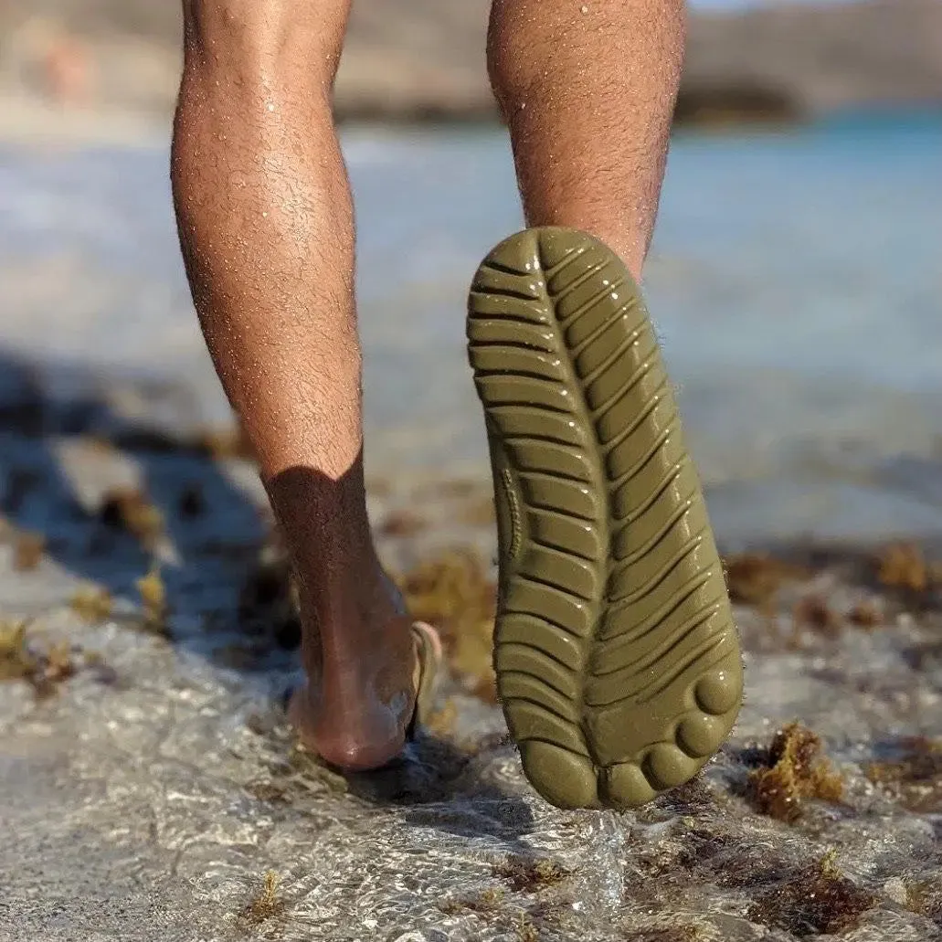 Eco-Conscious Seaweed Green Flip-Flops with Versatile Waterproof Drybag