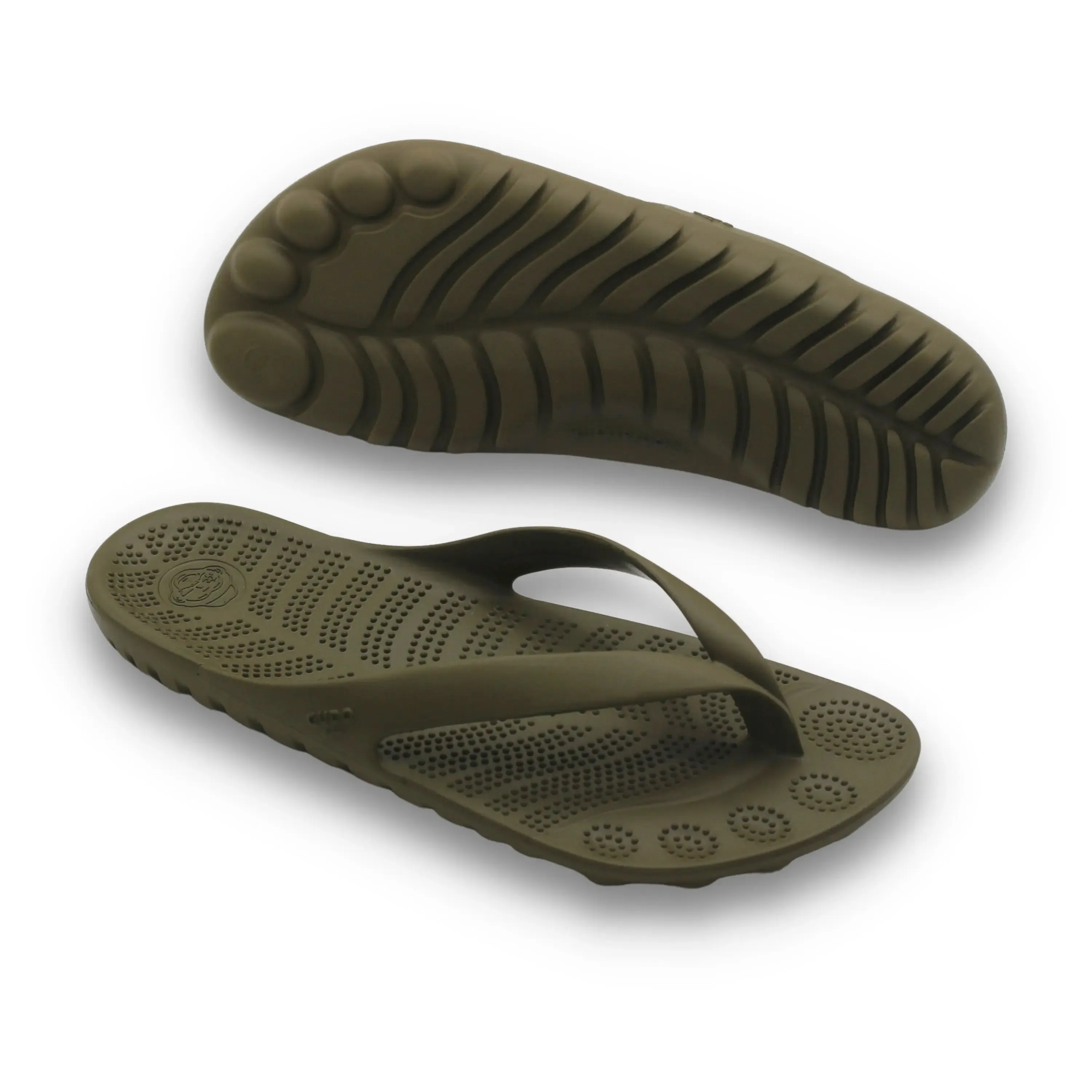 Eco-Conscious Seaweed Green Flip-Flops with Versatile Waterproof Drybag