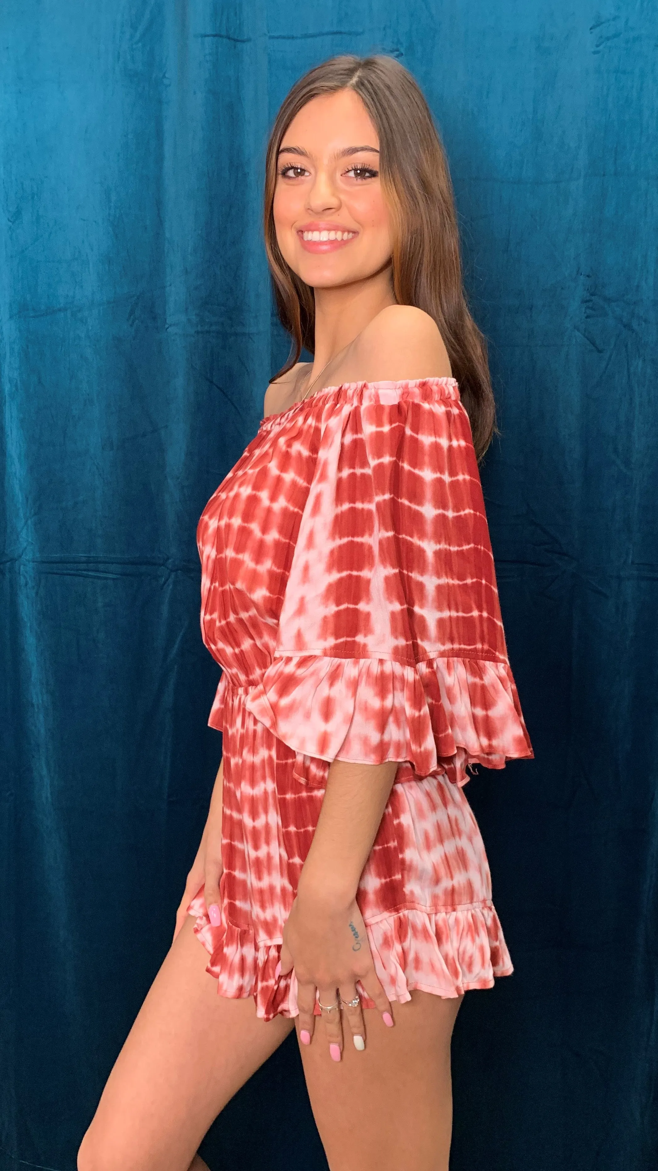 ee:some Terra Cotta Bell Sleeve Romper