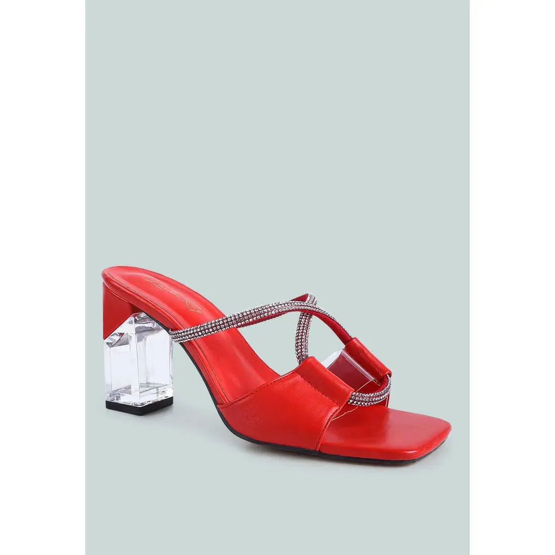 Fineapple Rhinestone Embellished Clear Sandals