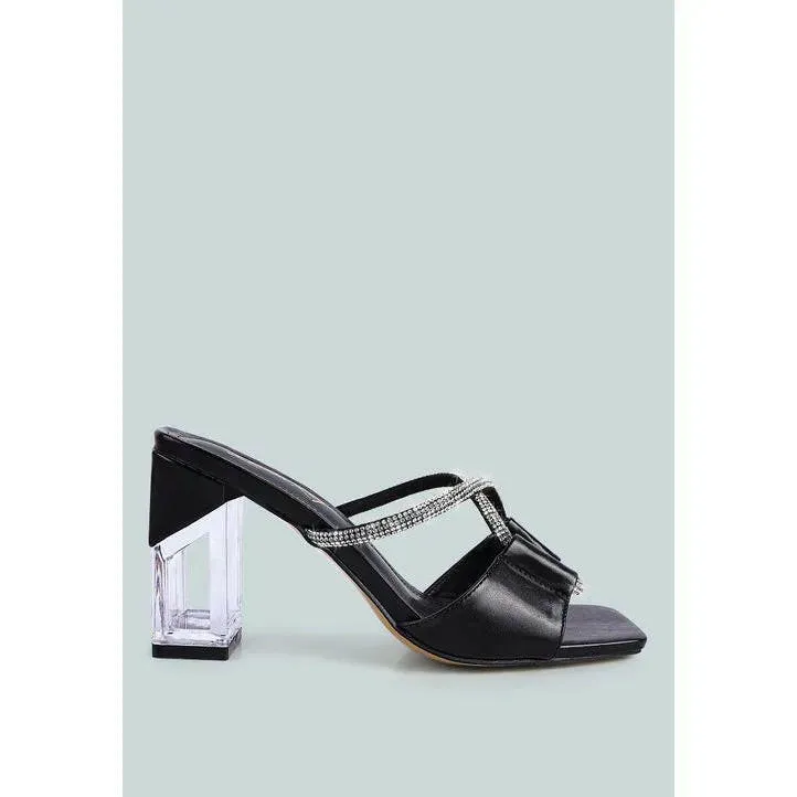 Fineapple Rhinestone Embellished Clear Sandals
