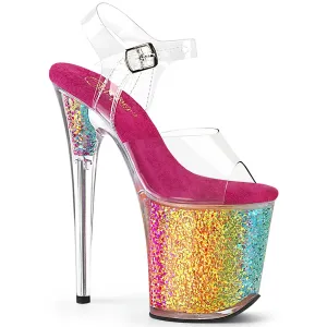 FLAMINGO-808RG-02 Pleaser Clear/Rainbow Confetti Sexy Platform Shoes (Pole Dancing Heels)