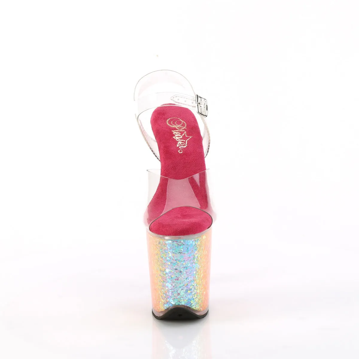 FLAMINGO-808RG-02 Pleaser Clear/Rainbow Confetti Sexy Platform Shoes (Pole Dancing Heels)