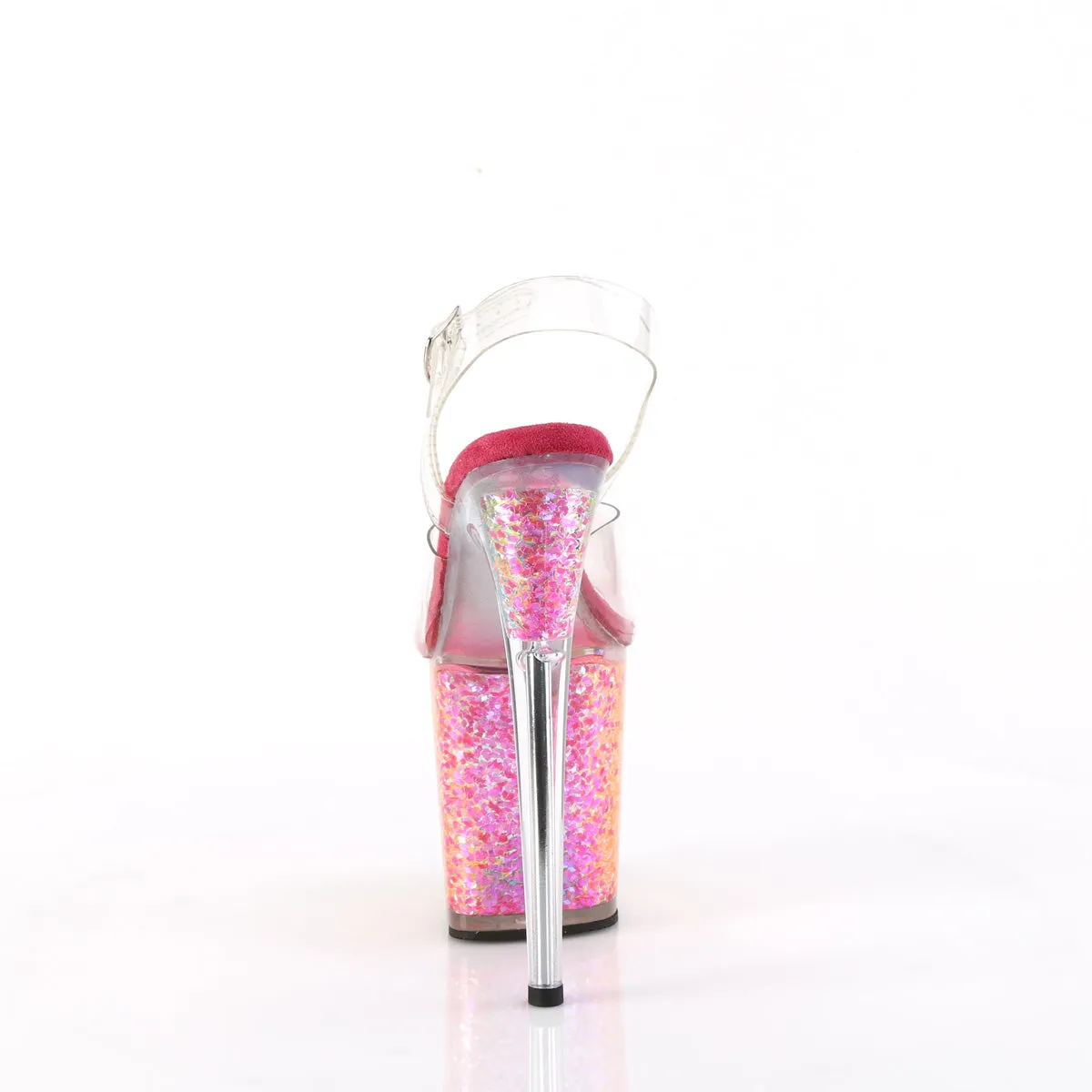 FLAMINGO-808RG-02 Pleaser Clear/Rainbow Confetti Sexy Platform Shoes (Pole Dancing Heels)