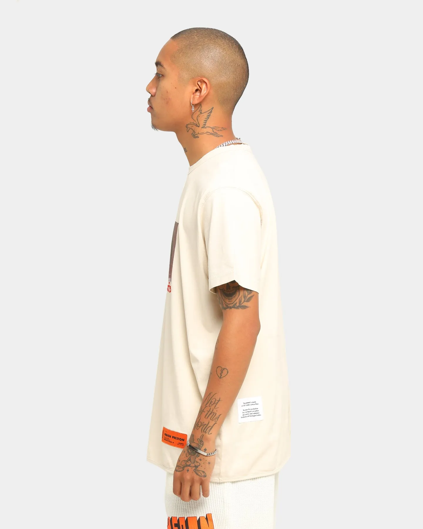 Heron Preston Dad Print Short Sleeve T-Shirt Beige